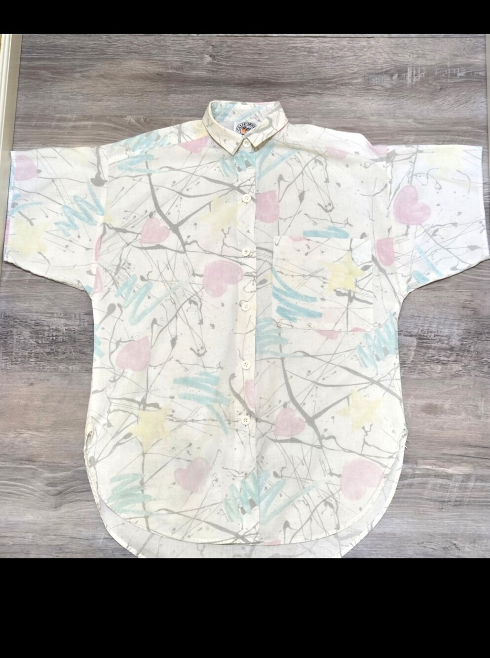VTG California Bay Club 90s Abstract Short Sleeve Button Up Unisex ML